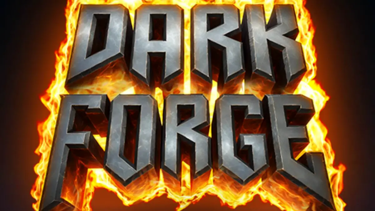Pemandangan atmosferik dari slot Dark Forge dengan tema pandai besi iblis dan api neraka