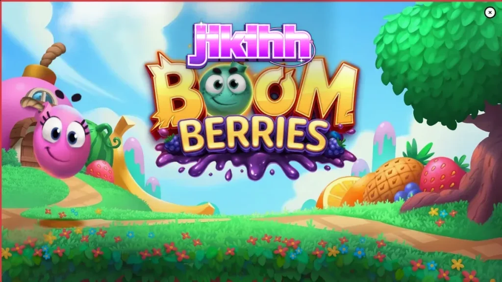 Tampilan antarmuka seluler slot Boomberries dengan grafis buah-buahan yang ceria